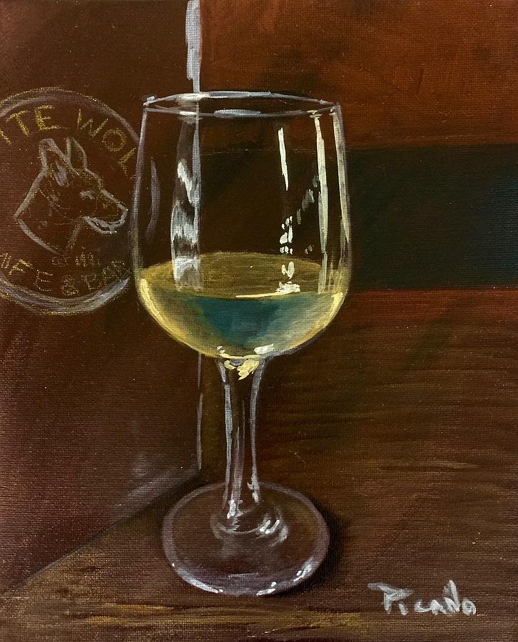 White Wolf Chardonnay Painting by Holly Picano