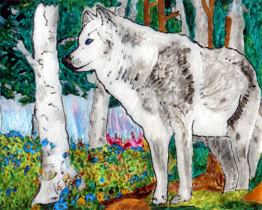 White Wolf in Spring Painting by Phil Strang