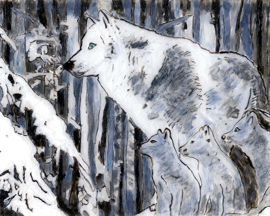 Winter Painting - White Wolf by Phil Strang