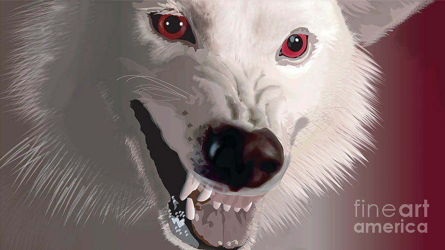 growling white wolf