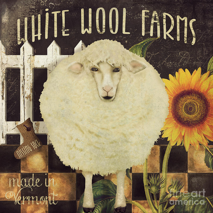 Sheep Painting - White Wool Farms by Mindy Sommers