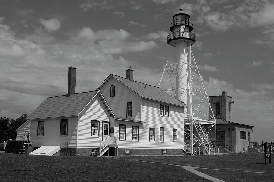 Whitefish Point Light Station UP Michigan BW Photograph by Thomas Woolworth