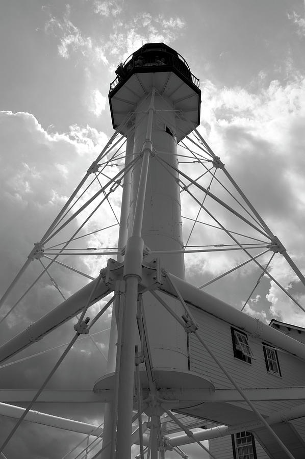 Whitefish Point Light Station UP Michigan Turret Vertical BW 01 Photograph by Thomas Woolworth