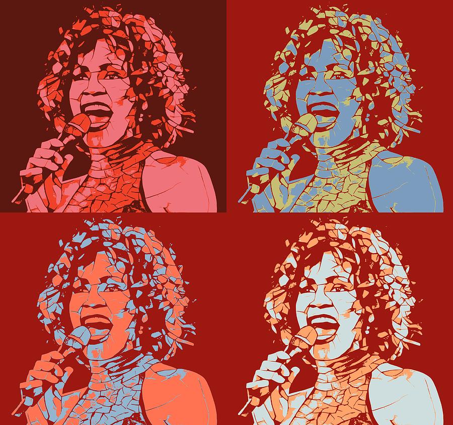 Whitney Houston Pop Art Panels Mixed Media by Dan Sproul