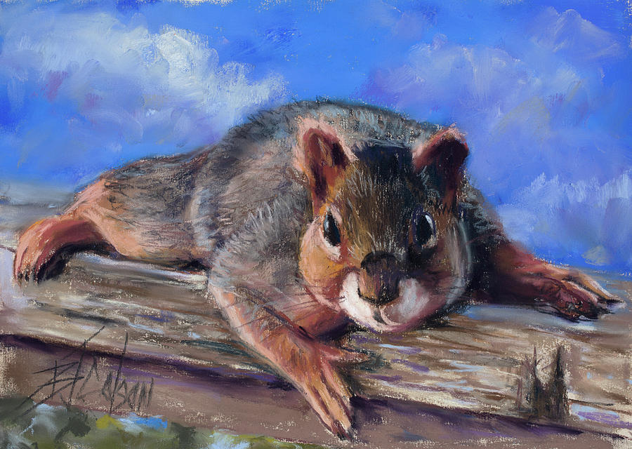 Squirrel Pastel - Who are you calling Squirrely  by Billie Colson