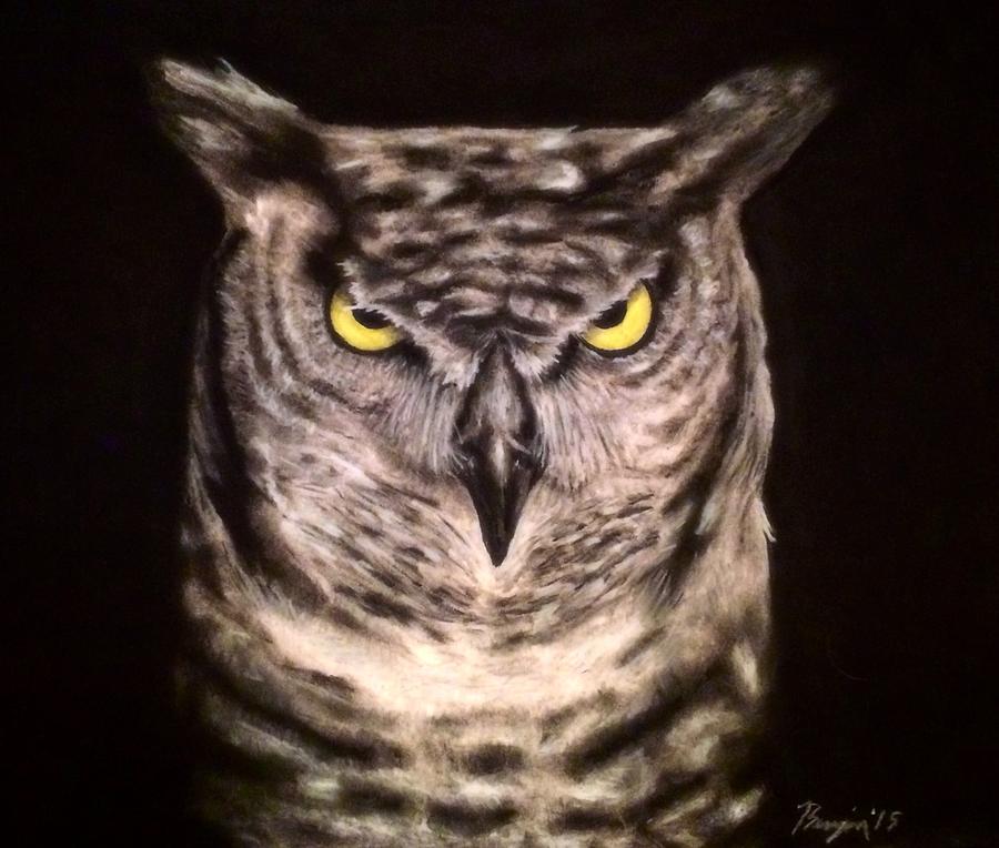 Owl Drawing - Who? by Benjamin Gassmann