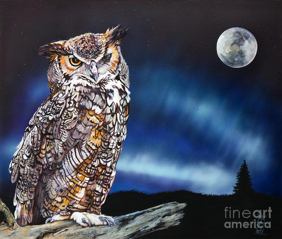 Owl Painting - Who doesnt love the night by J W Baker