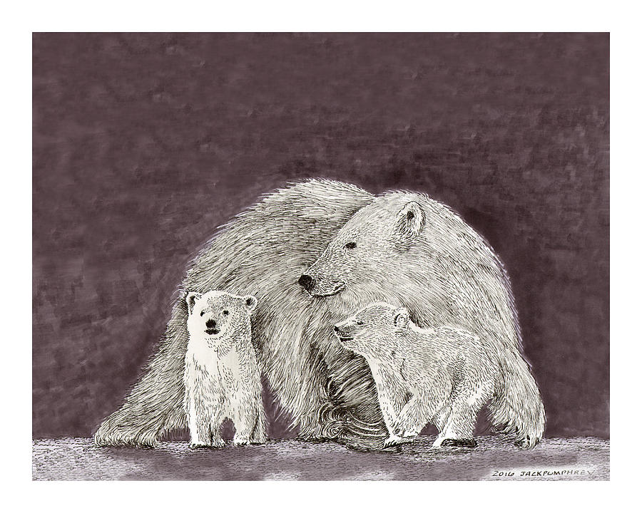 Polar Bear Family Painting by Jack Pumphrey
