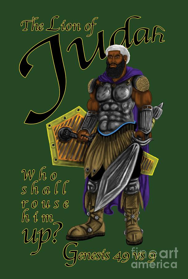 Judah Digital Art - Who Shall Rouse Judah-Yellow Trim by Robert Watson Judah Digital Art - Who Shall Rouse Judah-Yellow Trim by Robert Watson