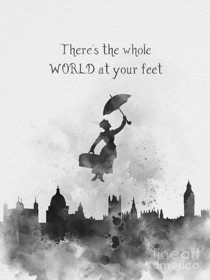 Whole World At Your Feet Black and White Mixed Media by My Inspiration