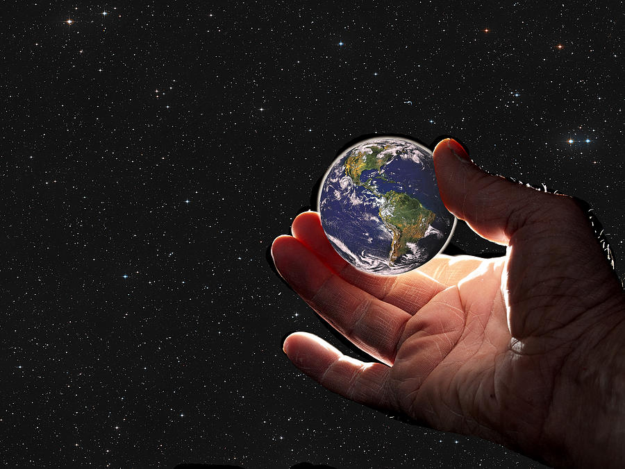 Space Photograph - Whole World in His Hand by Rick Mosher