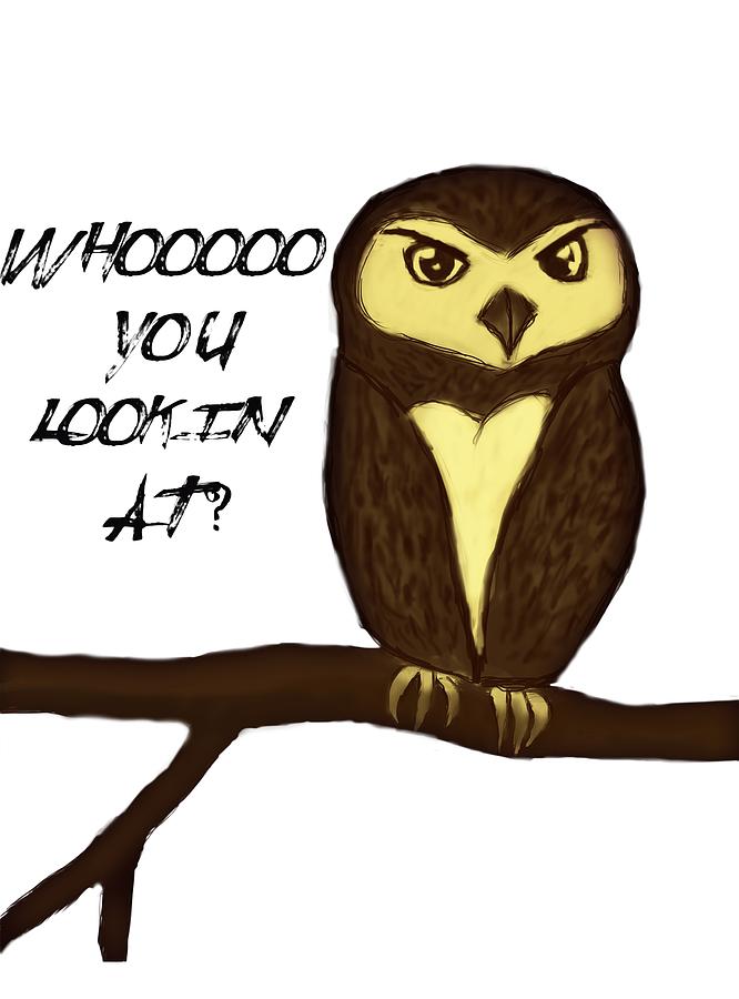 Owl Digital Art - Whoo You Lookin At  by Destiny Nowicki