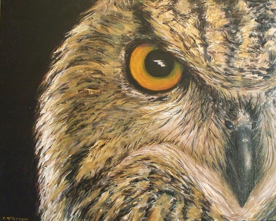 Owl Painting - Whooo Goes There by Cathy McGregor