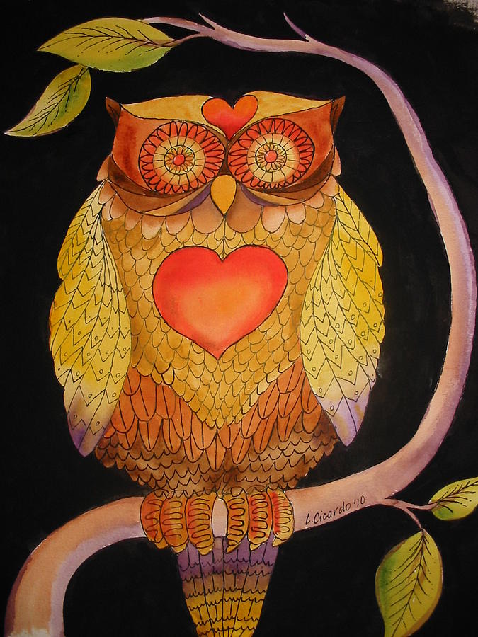 Owl Painting - Whooo Loves You by Lou Cicardo