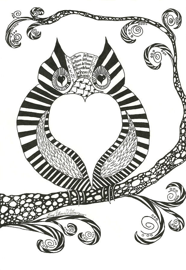 Whooo Drawing by Renee Catherine Wittmann Whooo Drawing by Renee Catherine Wittmann