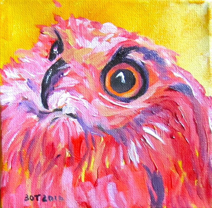 Whooo says an Owl isnt Red? Painting by Barbara OToole
