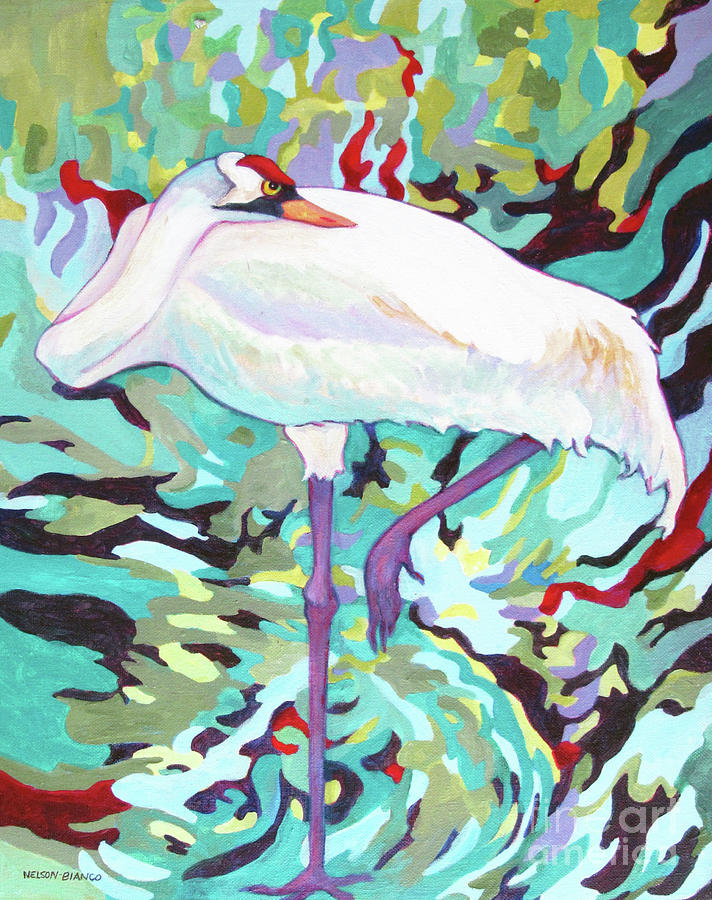 Bird Painting - Whooping Crane CYNTHIA by Sharon Nelson-Bianco