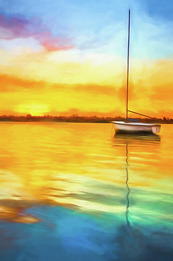 White Boat Watercolor Painting Photograph by Debra and Dave Vanderlaan