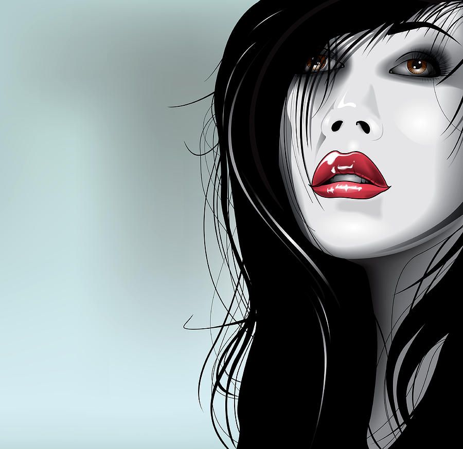 Red Lips Digital Art - Why by Brian Gibbs