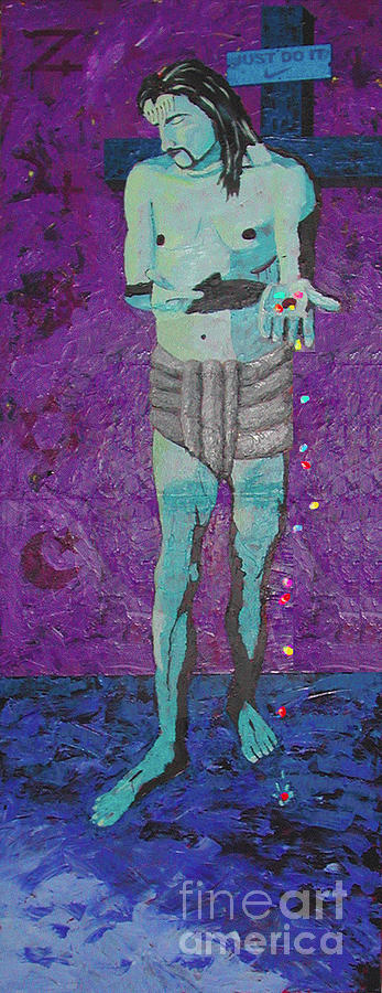 Jesus Painting - Why Jesus Dont Eat Smarties by Keith Baxter Jesus Painting - Why Jesus Dont Eat Smarties by Keith Baxter