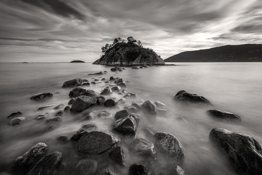 Black And White Photograph - Whytecliff Park Seascape BW by Pierre Leclerc Photography