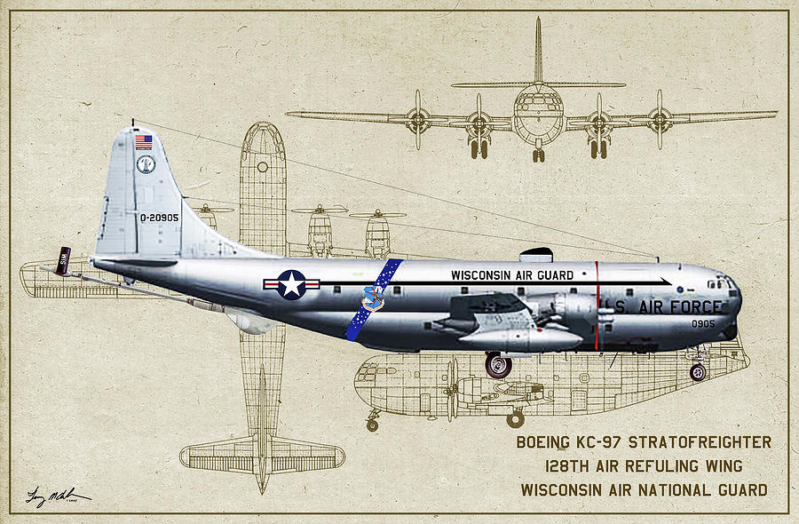 Milwaukee Digital Art - WI ANG KC-97 - Profile Art by Tommy Anderson