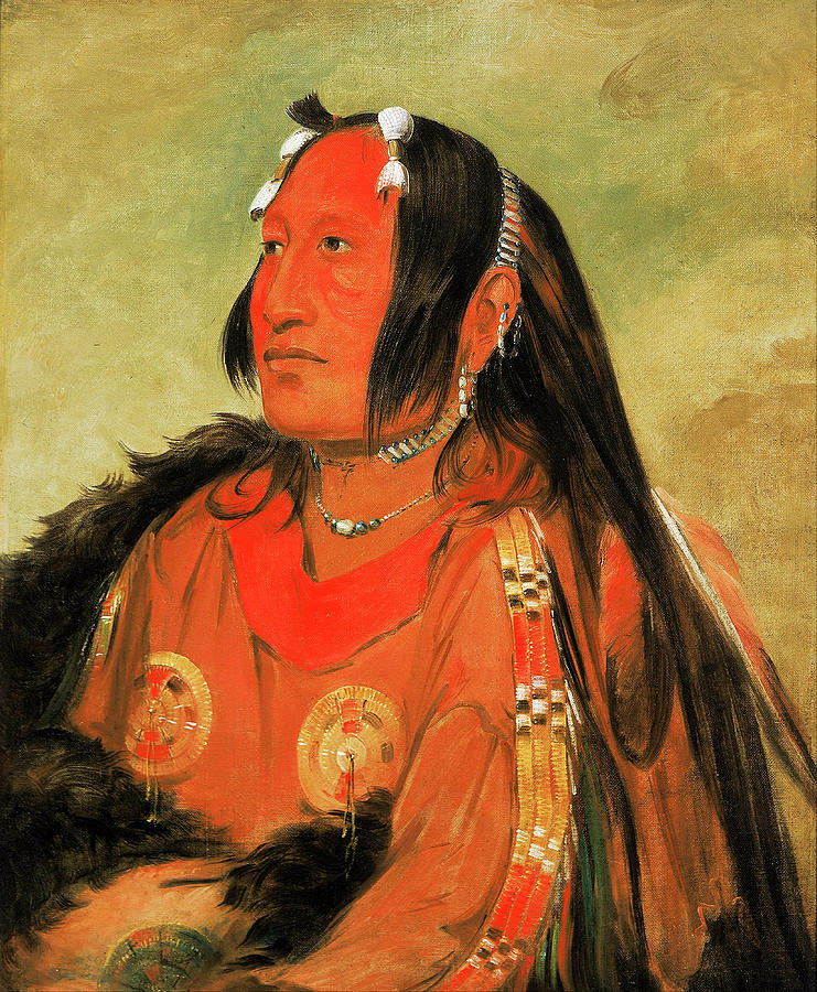 Native American Painting - Wi-jun-jon, Pigeons Egg Head The Light, a Distinguished You by George Catlin