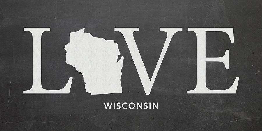 Wisconsin Map Mixed Media - WI Love by Nancy Ingersoll