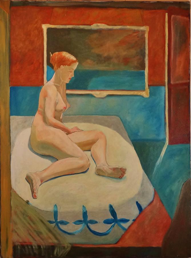 Nude Painting - Waiting by Leon Sarantos