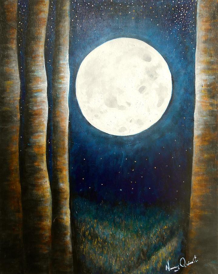 Wiccan Moon Painting by Nancy Quiaoit