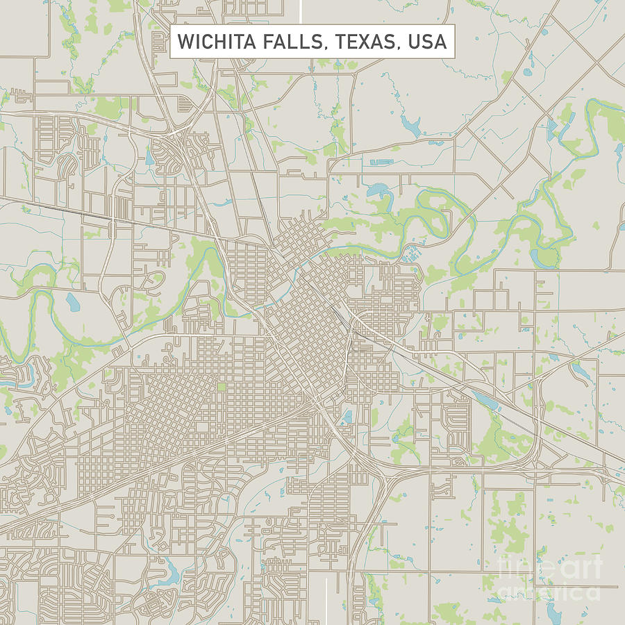 Wichita Falls Texas US City Street Map Digital Art by Frank Ramspott ...