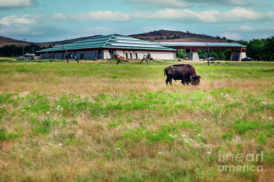 Buffalo Photograph - Wichita Mountain Wildlife Reserve Welcome Center II by Tamyra Ayles