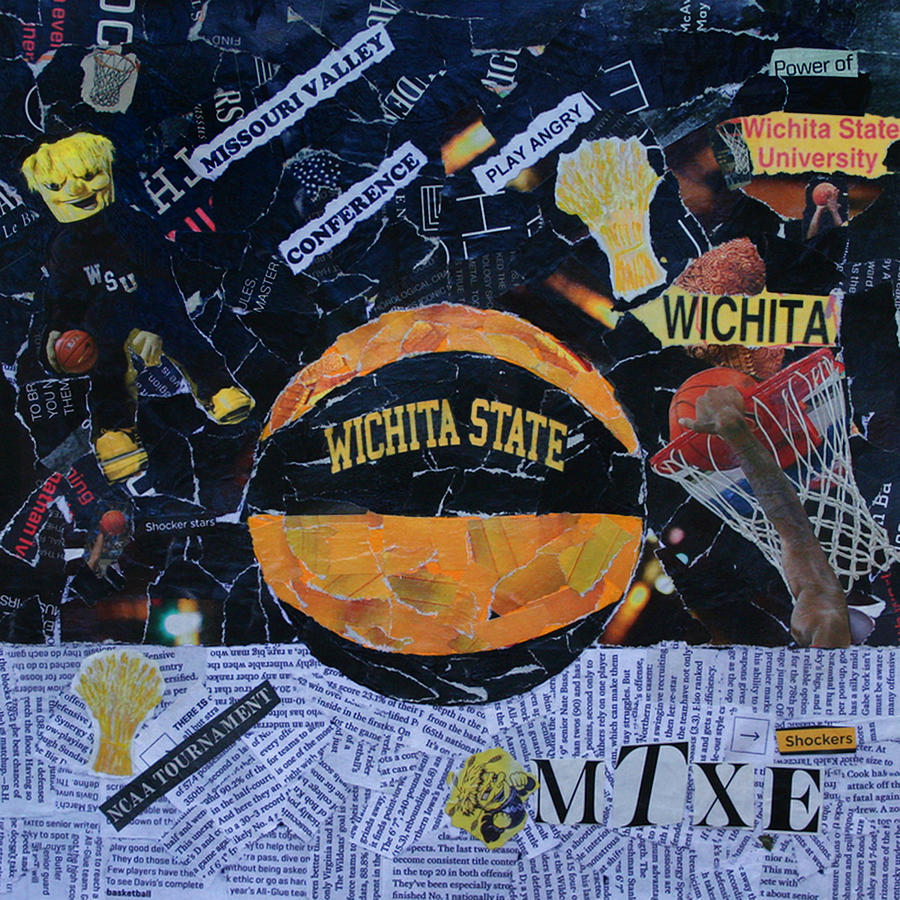 Wichita State University Shockers Collage Painting by Colleen Taylor