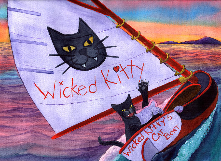 Wicked Kittys Catboat Painting by Catherine G McElroy