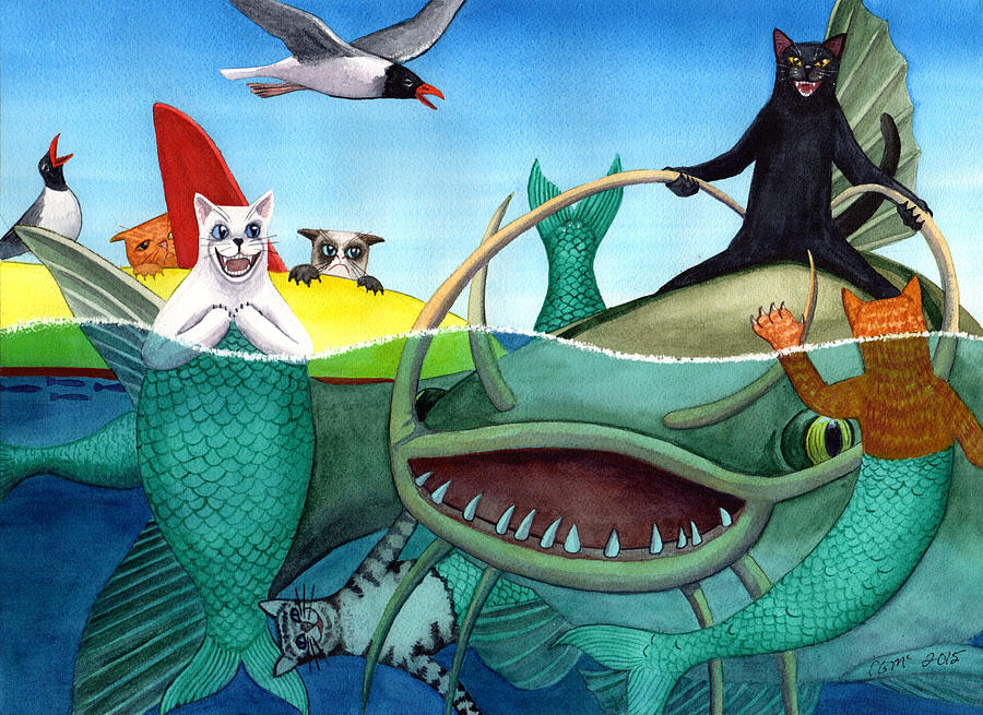 Catfish Painting - Wicked Kittys Catfish by Catherine G McElroy