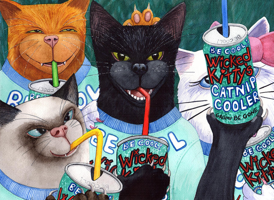 Wicked Kittys Catnip Cooler Painting by Catherine G McElroy