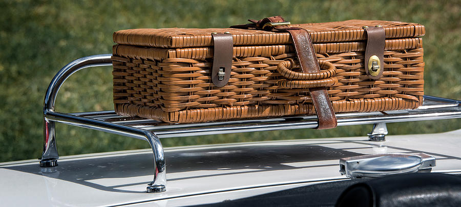 Wicker Case on Classic Car Photograph by Phil Cardamone