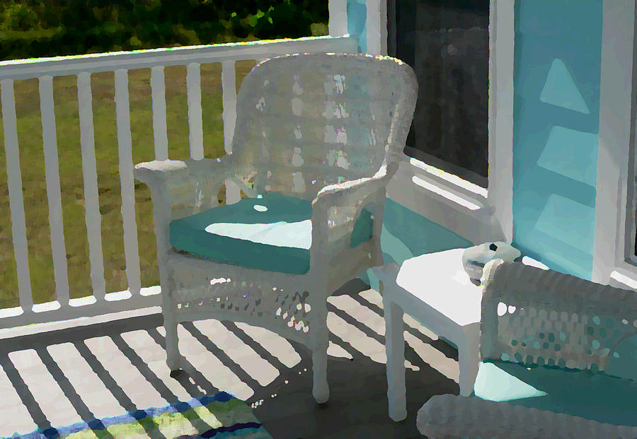 Wicker Porch Chair Painting Effect Photograph by Kathy K McClellan