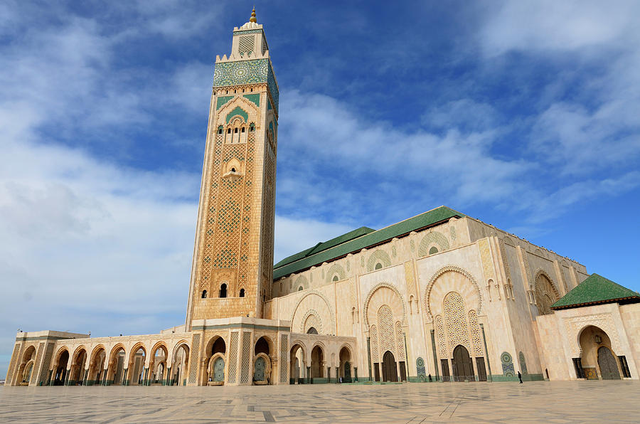Casablanca Movie Photograph - Wide angle view of Hassan II Mosque in Casablanca Morocco by Reimar Gaertner