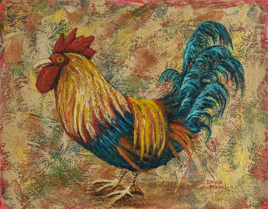 Rooster Painting - Wide Eye Rooster by Darice Machel McGuire