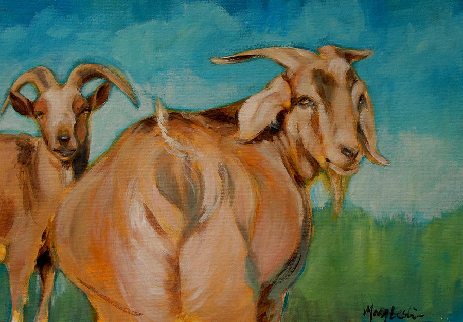 Goat Painting - Wide Load by Mary Leslie