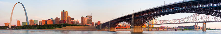 Wide view of St Louis and Eads Bridge Photograph by Semmick Photo
