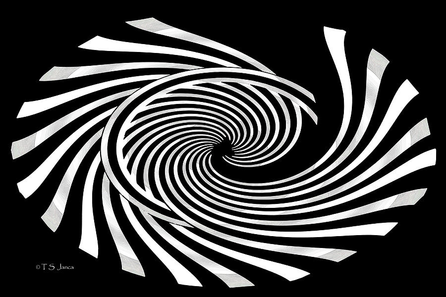 Wide White Lines Twirl Abstract Digital Art by Tom Janca
