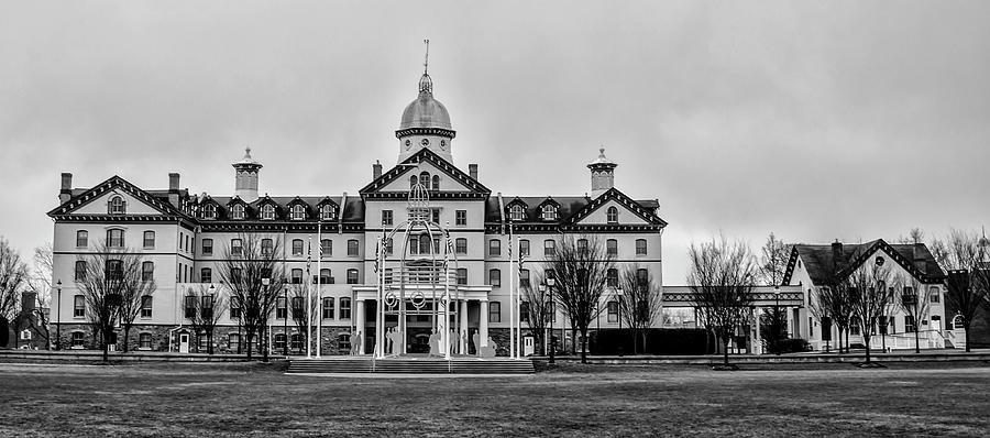 Widener University - Chester Pa - Old Main in Black and White Photograph by Bill Cannon