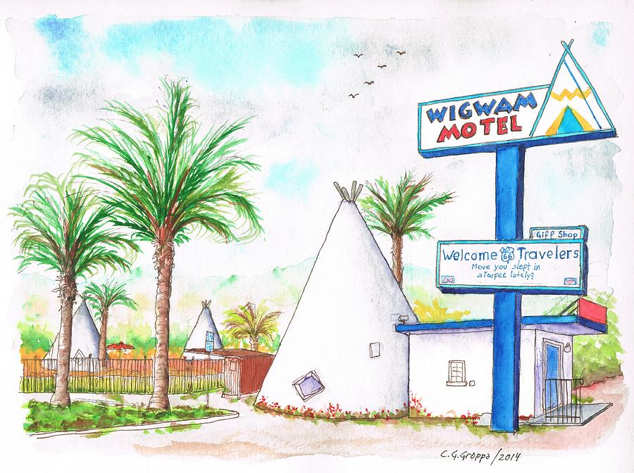Wigman Motel, Route 66, San Bernardino, CA Painting by Carlos G Groppa