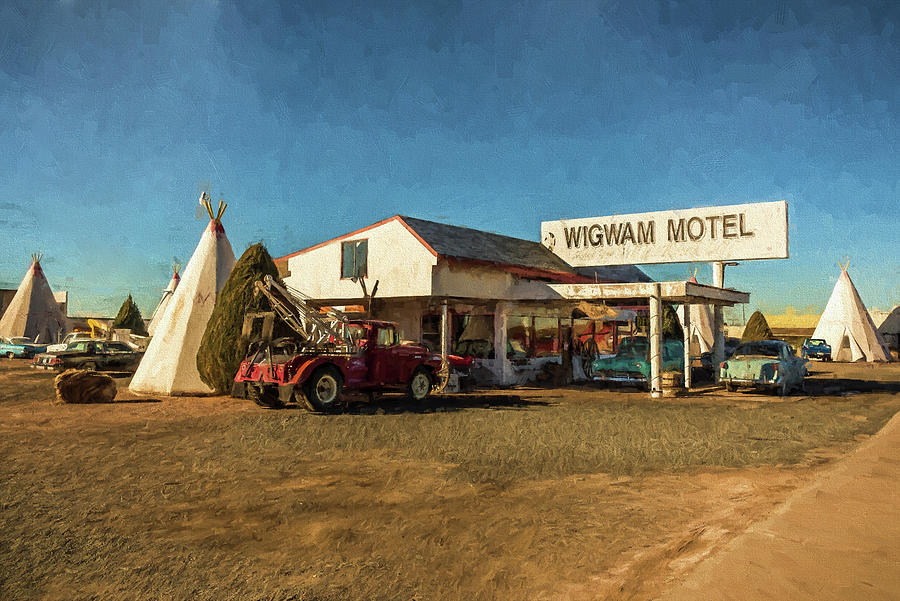 Wigwam Motel Painting by Lou Novick