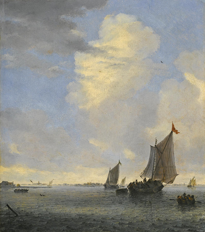 Wijdschip and other small Dutch Vessels at the Mouth of an Estuary Painting by Salomon van Ruysdael