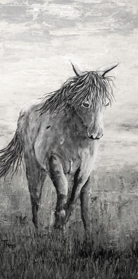 Wild and Free Gray Scale Digital Art by Suzanne Theis