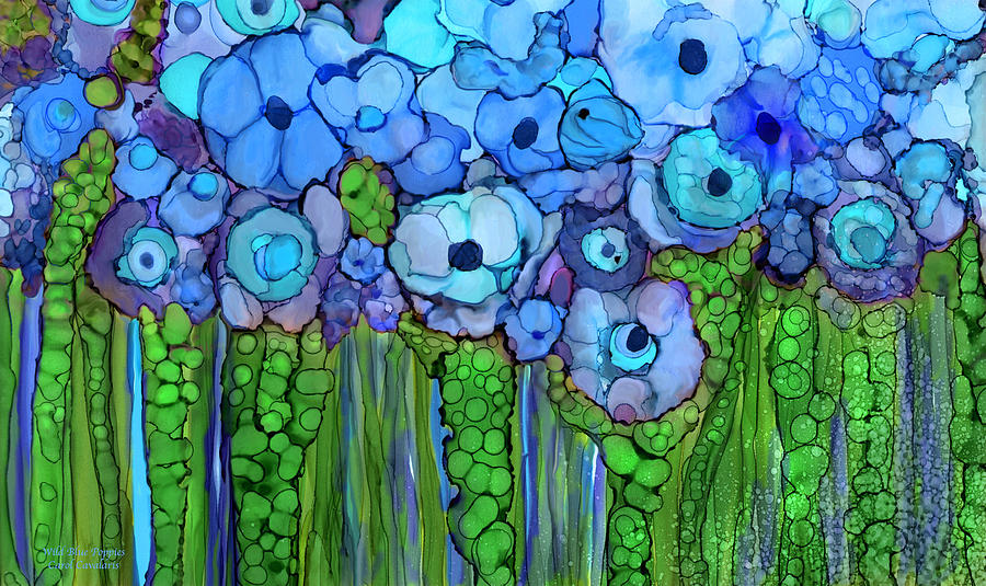 Wild Blue Poppies Mixed Media by Carol Cavalaris