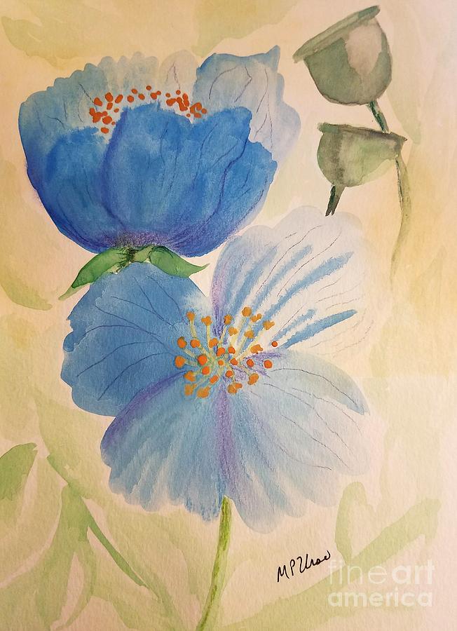 Wild Blue Poppies Painting by Maria Urso
